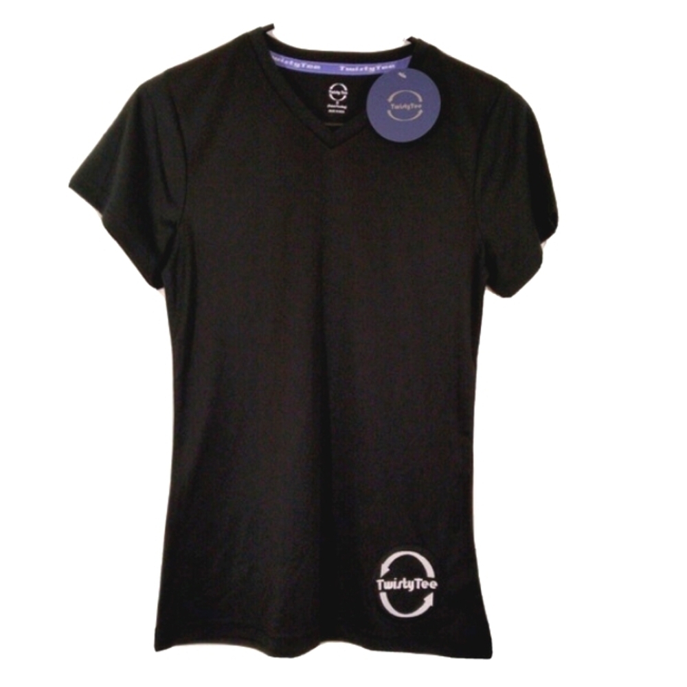 Twisty Tee Mens Black Athletic T Shirt Short Sleeve Pullover V Neck